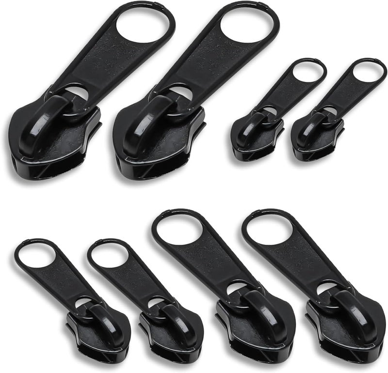 8Pcs Zipper Pull Replacement Set - Durable Zinc Alloy Zips - Zip Repair Kit - Assorted Sizes for Clothes, Jeans, Jackets, Luggage, Backpacks, Coats, Tents - Detachable & Universal Pulls